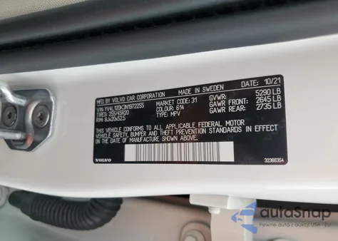 2022 Volvo Xc60 B5 Momentum из США, поврежденный, VIN YV4L12DK3N1972255